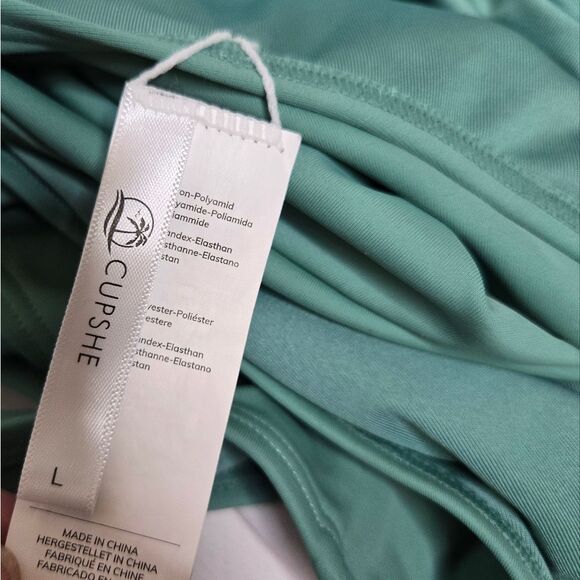 CUPSHE Seaside Holiday green high neck cutout one piece swimsuit L - Picture 7 of 13